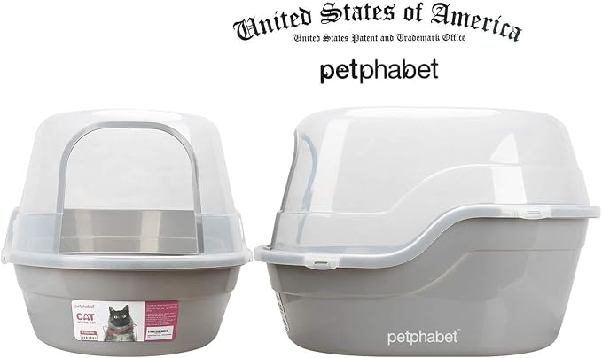 Petphabet Jumbo Hooded Cat Litter Box, Extra Large Gray