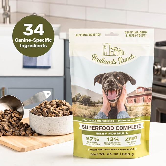 Superfood Complete, Air-Dried Adult Dog Food - High Protein, Zero Fillers, Superfood Nutrition by Katherine Heigl (64 oz., Beef Formula)
