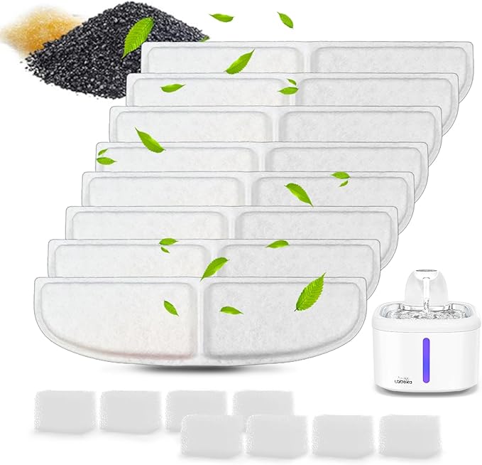 16 Pack Cat Water Fountain Filters, Cat Fountain Replacement Filters for 3.5L/118oz Cat Water Fountain, for W02 Pet Fountain