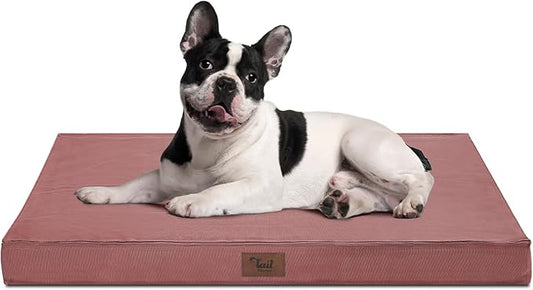 Orthopedic Dog Bed for Medium Dogs - Waterproof Outdoor Protection with Egg Crate Foam, Removable & Machine Washable Oxford Cover, 30x20 Inch, Pink