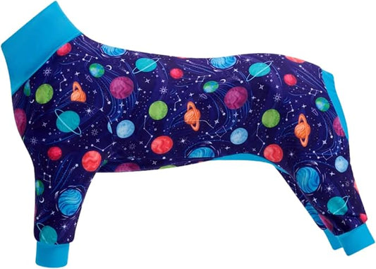 Spark Paws Dog Pajama, Dog Recovery Suit Male, Onesie, Ultra-Soft and 4-Way Stretch, for Small Medium and Large Breeds - Planets - M
