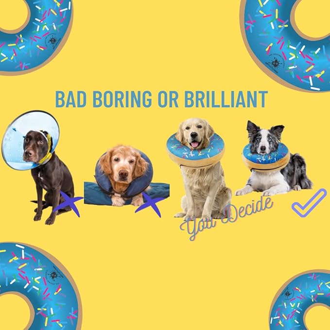 Dog Donut Collar | Inflatable Dog Cone Alternative | Great for Large Dogs (Blue)