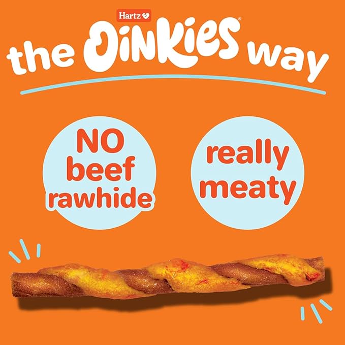 Hartz Oinkies Twirls + Collagen to Support Skin & Joints, Made with Real Chicken Breast, Highly Disgestible Dog Chews, 20 Count