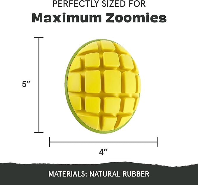 Barkbox Go Mango Tough Squeaky Rubber Dog Toy - Candy-Scented, Durable Design for Long-Lasting, Squeaky Fun - Large Breeds