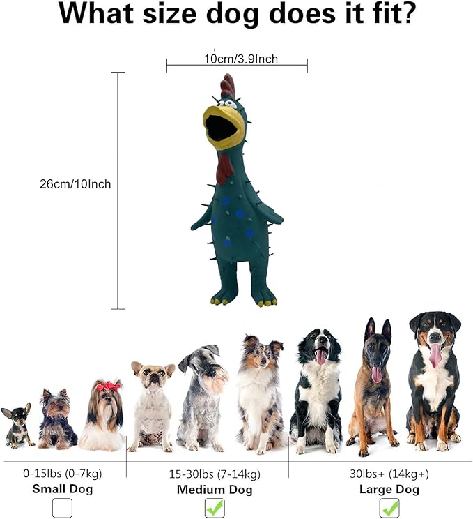 2 Pack 10 Inch Latex Polka dot Burr Chicken Dog Toys That Oinks for Medium Large Dogs