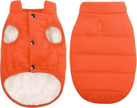 ASENKU Dog Winter Coat - Waterproof Windproof Dog Jacket, Warm Snowproof Doggie Puffer Vest for Cold Weather, Lightweight Snow Coats for Small Medium Large Dogs (Orange, 3XL)