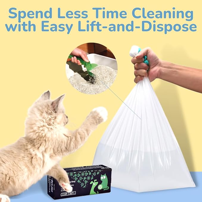 PET N PET Extra Large Cat Litter Box Liners, 7 Count, Heavy Duty & Leak Resistant, Tear-Resistant, Drawstring Closure, Fits Most Standard Litter Boxes