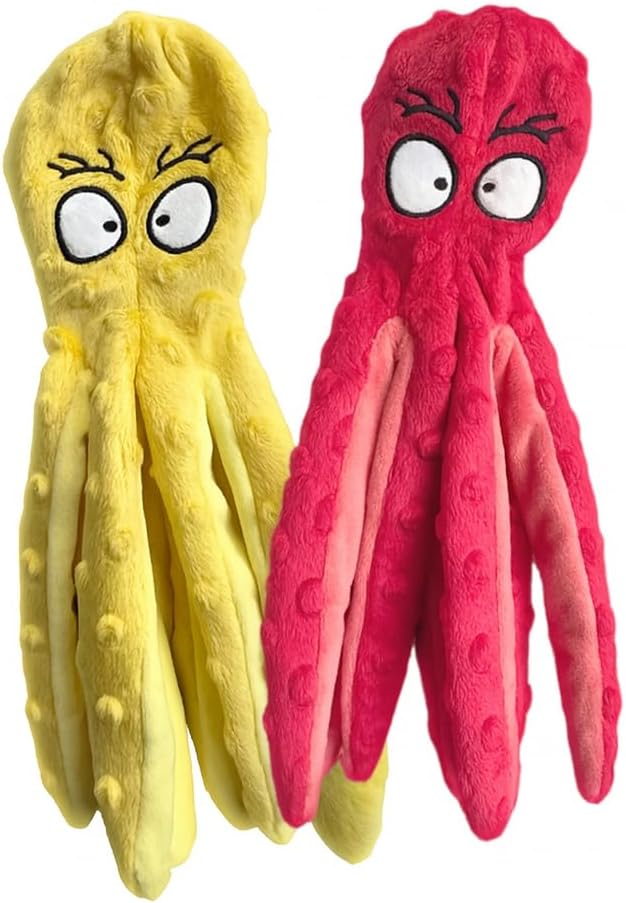 Squeaky Dog Toys – No-Stuffing Crinkle Plush, Durable Puppy Teething & Interactive Play, 2-Pack