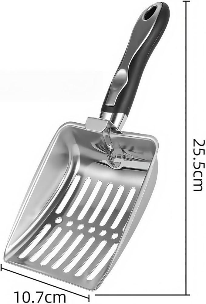 Cat Litter Scoop,Poop Sifting for Litter Box,Aluminum Alloy Sifter,Durable Kitty Metal Scooper with Long Handle Deep Shovel