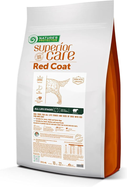 Nature's Protection Superior Care Grain-Free Dry Dog Food - High Protein, Coat Shine Dog Food for All Breeds Red Coated All Life Stages Dogs, Fresh Pet Meal, Lamb, 22 lb