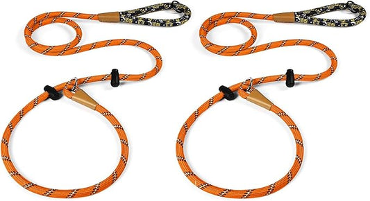 lynxking Slip Lead Dog Leash Reflective, Heavy Duty Comfortable Strong Rope for Large Medium Small Dogs No Pull Pet Training (Orange, 2PCS Large 1/2in x 6ft)