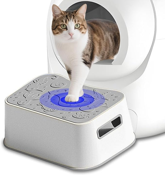 SpaceTime Elevated Cat Litter Mats,Small Litter Box Mat,Waterproof Cat Ramp Stair Litter Box Step With Non-Slip Rubber-Like Base For Floor,Easy Cleaning Pet Pad Suitable For Kitty & Elderly Cats(Grey)