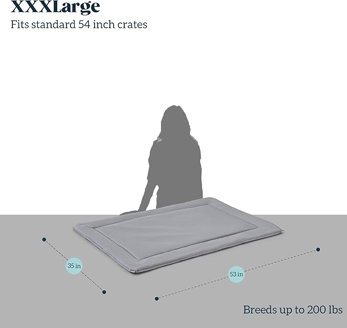 Cybarmour Chew Proof Dog Crate Pad - Outdoor Indestructible Dog Bed - Tough - Potable - Machine Washable - Water & Dirt-Resistant - Jumbo Breeds & Fits 54-Inch Crate - 53"x35", Limestone