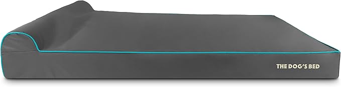 The Dog’s Bed Orthopedic Headrest Dog Bed XXXL Grey/Blue, Memory Foam, Pain Relief for Arthritis, Hip & Elbow Dysplasia, Post Surgery, Lameness, Waterproof Washable Cover