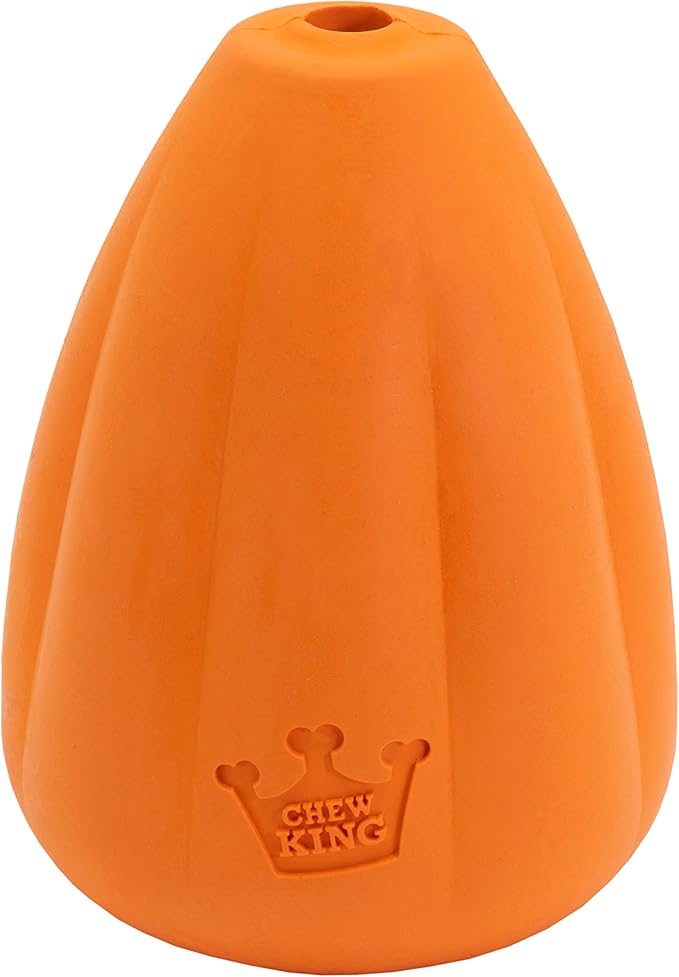 Chew King Premium Treat Dog Toy, Extremely Durable Natural Rubber Toy, Bacon Flavored Dog Toy, Orange, X-Large