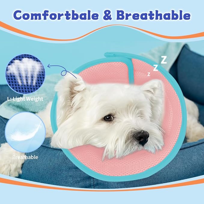 Soft Dog Cone Collar After Surgery Alternative for Dogs to Stop Licking, Comfy Collars for Large/Medium/Small Pet, Adjustable Elizabethan Neuter Recovery E Cones of Shame Neck & Head Ecollars