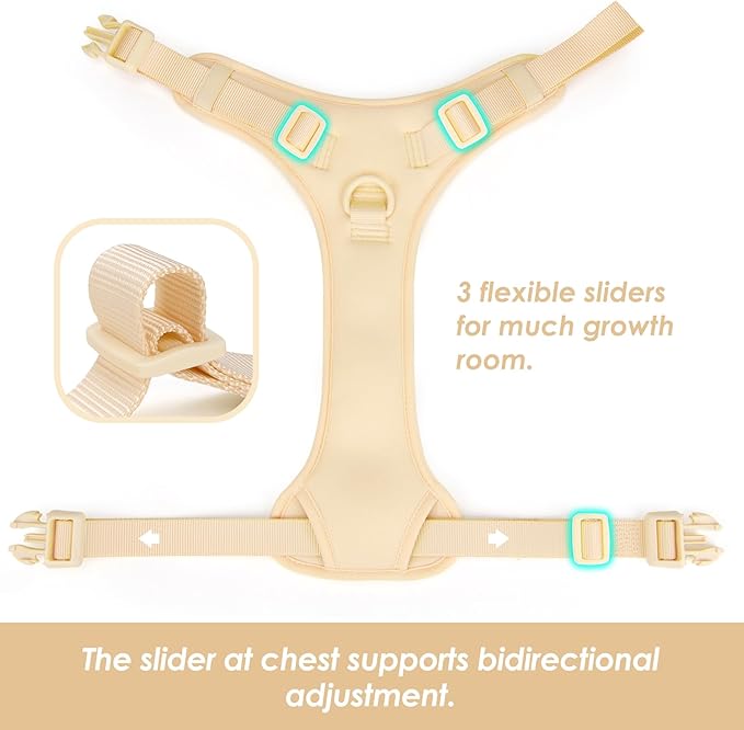 No Pull Dog Harness, Puppy Vest with Front Clip for Small Medium Large Sized Dog(Light Yellow,M)