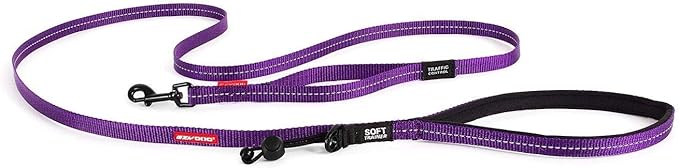 EzyDog Soft Trainer Dog Leash with Traffic Control Handle - Reflective Stitching for Nighttime Safety and Superior Strength and Comfortability for Training Small Dogs (Under 26 lbs) (72”, Purple)