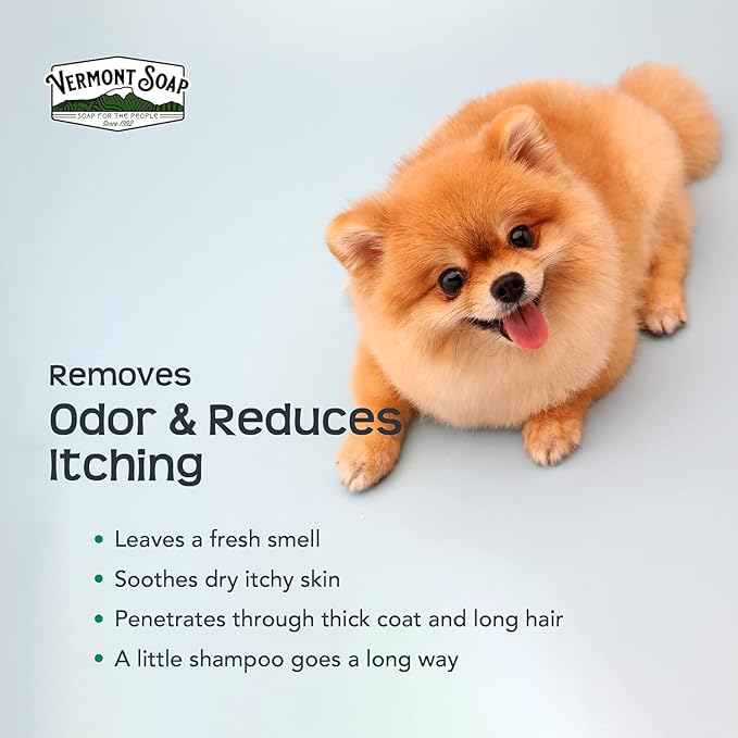 Vermont SOAP Organics Pet Shampoo - Infused with Organic & Natural Olive Oil, Coconut & Aloe Vera Dog Shampoo for Sensitive Skin - USDA Certified Grooming Pet Shampoo - Original Citrus (16oz)