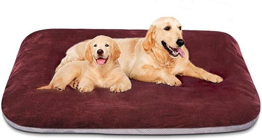 Magic Dog Super Soft Extra Large Dog Bed, 47 Inches Jumbo Orthopedic Foam Pet Beds with Anti Slip Bottom, Dog Sleeping Mattress with Removable and Washable Cover, Burgundy XL,47'' X 39'' X 3.7''