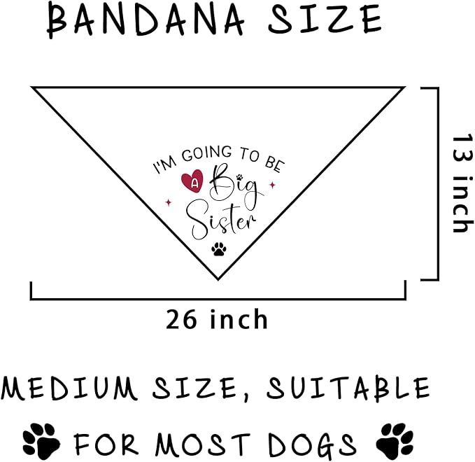 I'm Going to Be a Big Sister Dog Bandana Big Sister Dog Bandana Gender Reveal Gift Pregnancy Announcement Photo Prop Pet Scarf Accessories for Small Medium Large Dog