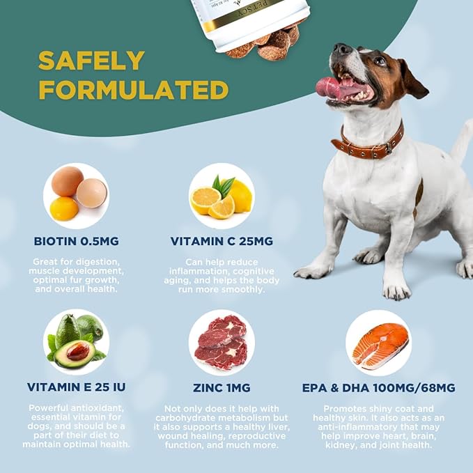 PetScy Dog Itch Relief Chews with Omega 3 Fatty Acids, EPA & DHA | Itch Relief for Dogs Nutritional Support, Immunity & Muscles | Itchy Skin Treatment for Dogs of All Ages, Pork Flavor - 30 Chews