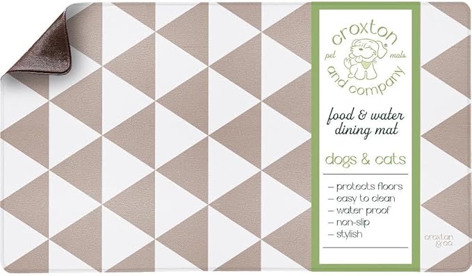 CROXTON & CO. Dog Food Mat | Non-Slip Faux Leather Pet Feeding Mat for Bowls | Large Dog Bowl Mat for Food and Water | Durable, Easy-to-Clean Pet Food Mat for Floors | Size: 12"x18"