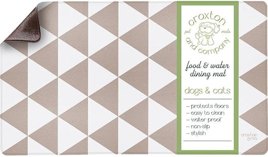 CROXTON & CO. Dog Food Mat | Non-Slip Faux Leather Pet Feeding Mat for Bowls | Large Dog Bowl Mat for Food and Water | Durable, Easy-to-Clean Pet Food Mat for Floors | Size: 12"x18"