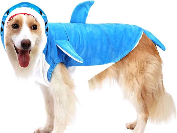 NACOCO Pet Shark Costume Clothes, Cute Christmas Dog Apparel Outfit for Large Dogs, Fall and Winter (Blue, 3XL)