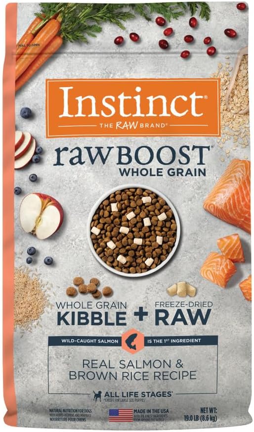 Instinct Raw Boost, Natural Dry Dog Food with Freeze Dried Pieces, High Protein, Whole Grain Recipe - Real Salmon & Brown Rice, 19 lb. Bag