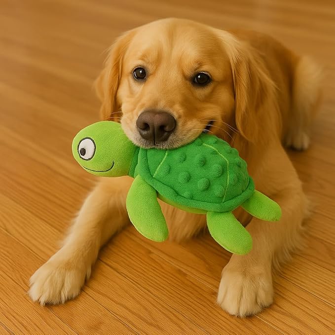 Squeaky Sea Turtle Plush Dog Toy – Durable, Stuffing-Free Interactive Chew Toy for Small Dogs – Relieves Anxiety & Teething – Keeps Puppies Busy, No Mess, Perfect for Indoor Play (Green)