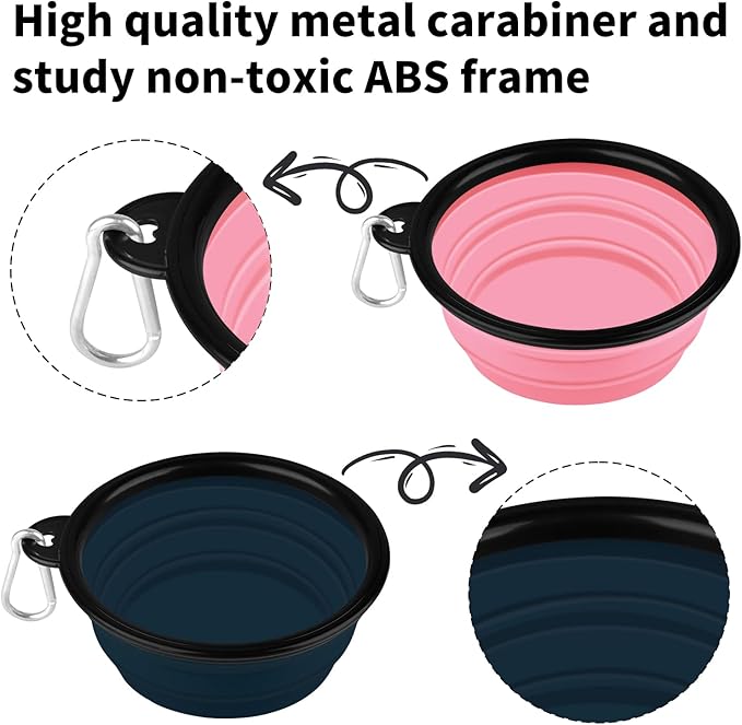 COOYOO Collapsible Dog Bowl,2 Pack Collapsible Dog Water Bowls for Cats Dogs,Portable Pet Feeding Watering Dish for Walking Parking Traveling with 2 Carabiners