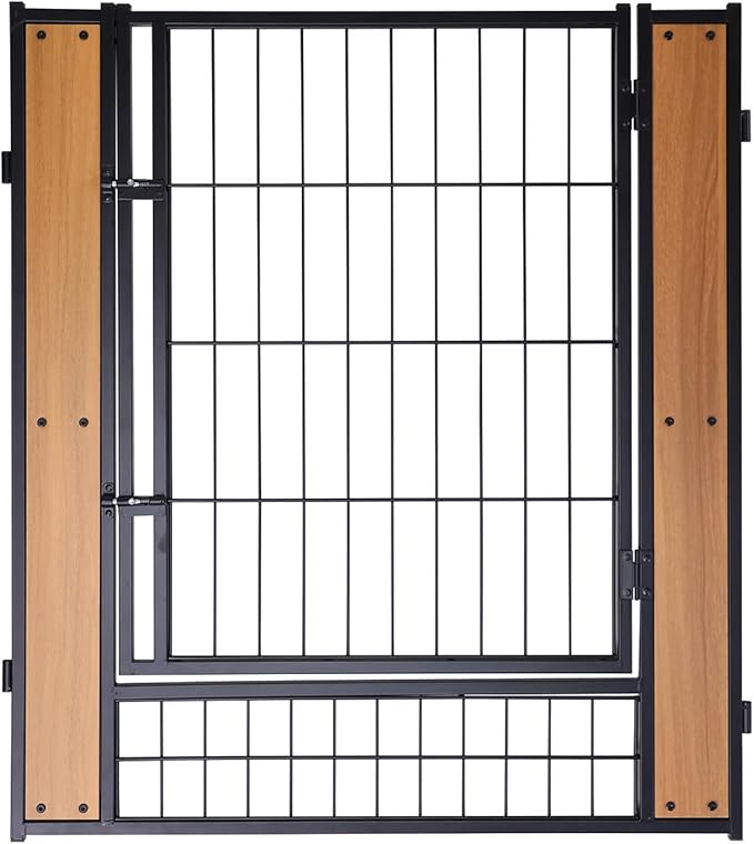 Heavy Duty Dog Playpen 32 Inch Height - Indoor Outdoor Pet Fence Enclosure for Medium and Small Dogs - Foldable Puppy Exercise Pen for Indoor and RV Camping or Yard (Door Panel, 32" H (Oak))