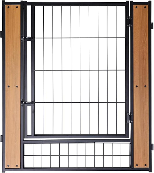 Heavy Duty Dog Playpen 32 Inch Height - Indoor Outdoor Pet Fence Enclosure for Medium and Small Dogs - Foldable Puppy Exercise Pen for Indoor and RV Camping or Yard (Door Panel, 32" H (Oak))