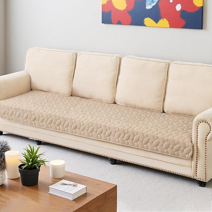 Ameritex Waterproof Pet Bed Cover Anti-Slip Dog Bed Blanket for Sofa and Furniture Waterproof New Pattern Design (Beige, 30x90 Inch (Pack of 1))