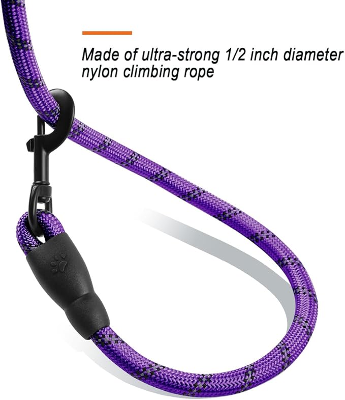 BARKBAY Dog Leashes for Large Dogs Heavy Duty Dog Leash 4/5/6 FT with Comfortable Padded Handle and Highly Reflective Threads for Medium Large Dogs Walking Training Running (4FT-1/2'',Purple)