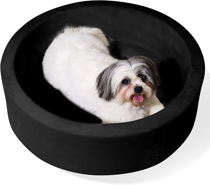 Pet Beds, 27.5 Inch Round Foam Sof Dog Beds，Suitable for Small Dog & Cat Play in The Ball Pit，Black - Ideal for Puppies and Kittens（Balls Not Included）...