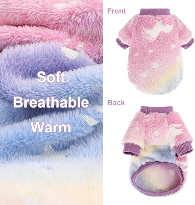 Dog Sweater Glow in The Dark Girl Pink Small Fleece Clothes Winter Soft Thickening Warm Puppy for Dogs Boy Teacup Yorkie Chihuahua (XXS,Pink)