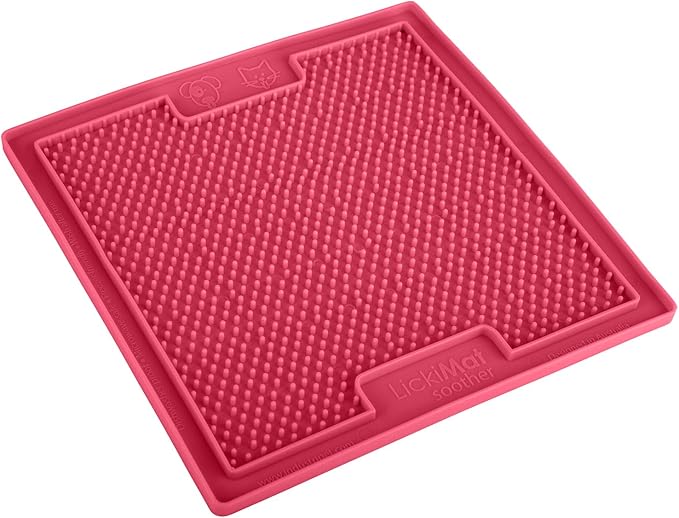 LickiMat Classic Soother, Cat Slow Feeder Lick Mat, Boredom Anxiety Reducer; Perfect for Food, Treats, Yogurt, or Peanut Butter. Fun Alternative to a Slow Feed Cat Bowl or Dish, Pink