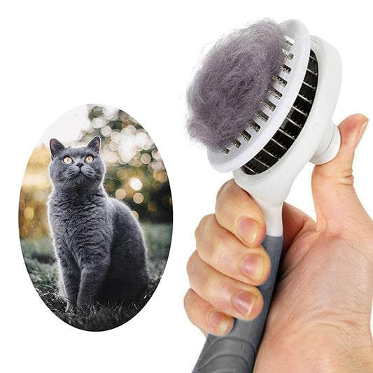 Cat Grooming Brush, Pets Skin Friendly Self Cleaning Slicker Massage Brushes for Shedding Dogs Cats Hair Gentle Remove Loose Undercoat with Long or Short Hairs for All Fur Type- UPGRADED