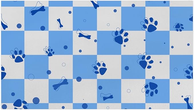 Checkered Absorbent Dog Feeding Mat Quick Dry Diatom Mud Non-Slip Pet Food Placemats Pad with Rubber Backing for Food and Water Bowls 12"x20"