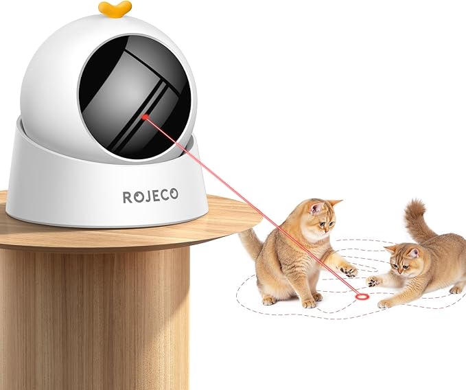 ROJECO Auto Laser Cat Toy - Random Motion Track, Magnetic 360° Base, Run Quiet,Rechargeable with 1000mAh Battery, Auto Sleep & 3 Speed Modes, Safe for Cats,Interactive Cat Toys for Bored Indoor