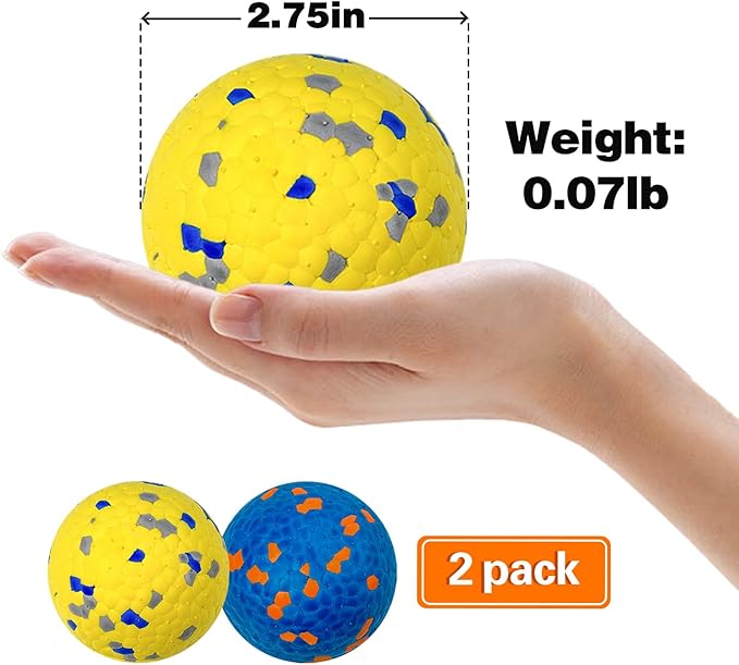 Dog Balls for Aggressive Chewers, Floating Toy for Water Fetch, Bouncy Indestructible Teething Chew and Tennis Balls for Small Medium Large Dogs - 2 Pack