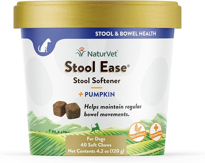 NaturVet – Stool Ease for Dogs – 40 Soft Chews – Helps Maintain Regular Bowel Movements – Enhanced with Sugar Beet Pulp, Flaxseed & Psyllium Husk – 40 Day Supply