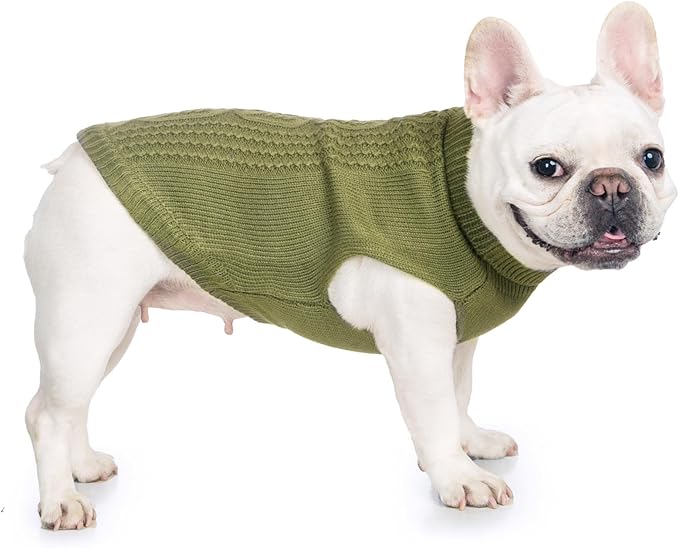 Stretchy Cat Sweater - 17 Colors & 6 Sizes | Snug Winter-Ready Knit for Boy/Girl Cats & Kittens(Olive Green, X-Large)