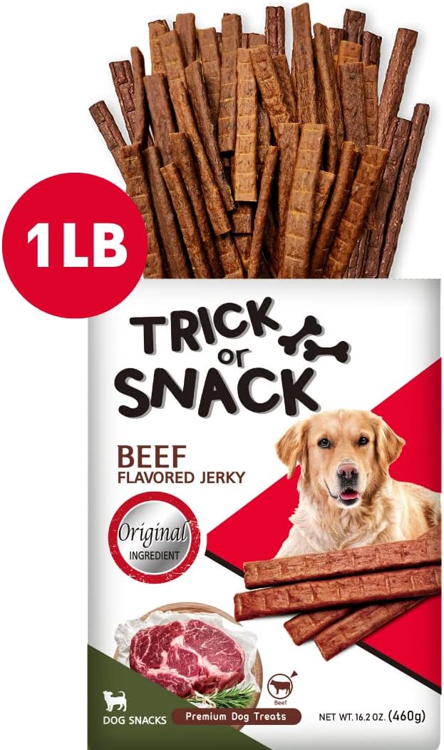 1 LB Variety Pack of Natural Grillers Dog Jerky Treats - Perfect for Training, Walking, and Treating - Made with Real Beef, Chicken, and Salmon (Beef Original Jerky)