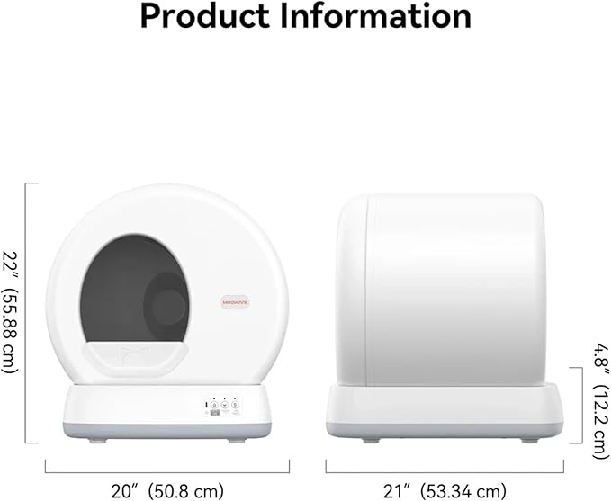 MeoWant Self Cleaning Cat Litter Box, Large Capacity Automatic Cat Litter Box with Integrated Safety Sensors, APP Control, Odor-Free for Multi Cats with Mat & Liner