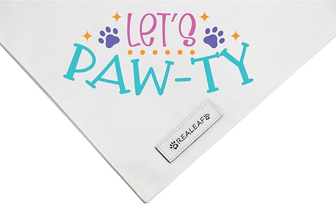 Realeaf Birthday Dog Bandanas 2 Pack (White, Small)