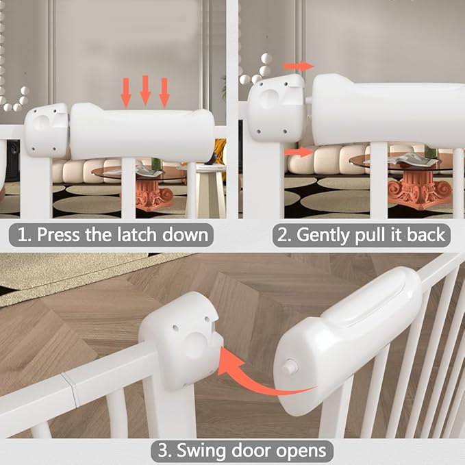 Fairy Baby Extra Wide Baby Gates 71.7-76.3 Inch, Auto Close Child Safety Gates for Stairs Banister Doorways Hallway,Indoor Safety Child Gates for Kids or Pets