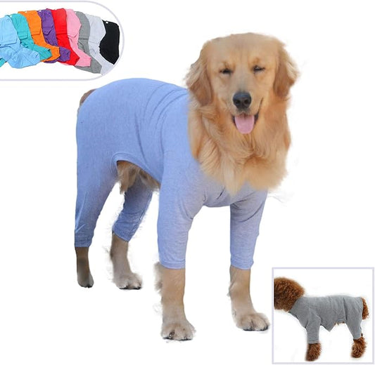 Lovelonglong Four Feet Dog Lightweight Pajamas, Pure Cotton Dog Jumpsuits 4 Legs Dog Onesies T-Shirt Stylish PJS Puppy Costume for Large Medium Small Dogs Gray XXXXL